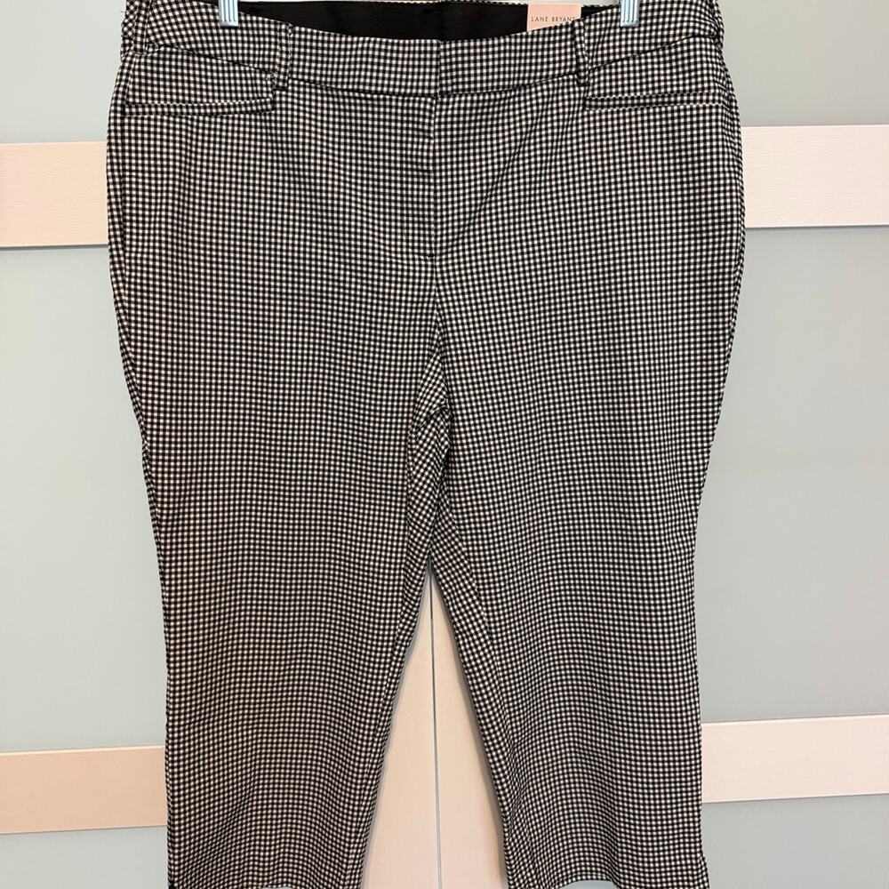 Lane Bryant The 4-Season Slim Capri Pants Womens Size 24 Black White Gingham
